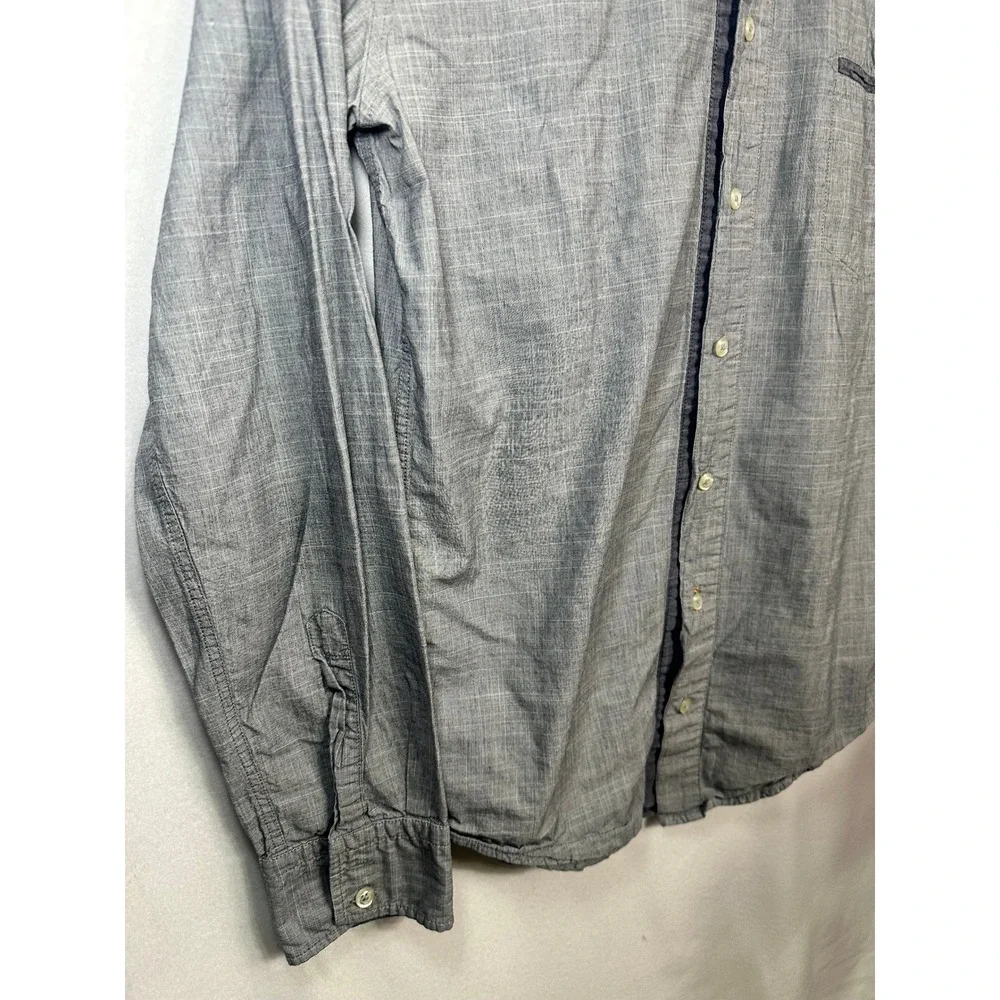 Hugo Boss Orange Mens Grey Crosshatch Button Down Long Sleeve‎ Shirt Large